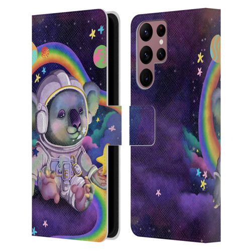 Carla Morrow Rainbow Animals Koala In Space Leather Book Wallet Case Cover For Samsung Galaxy S22 Ultra 5G