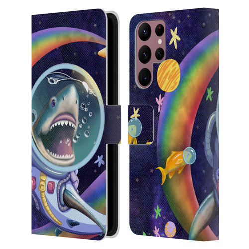 Carla Morrow Rainbow Animals Shark & Fish In Space Leather Book Wallet Case Cover For Samsung Galaxy S22 Ultra 5G