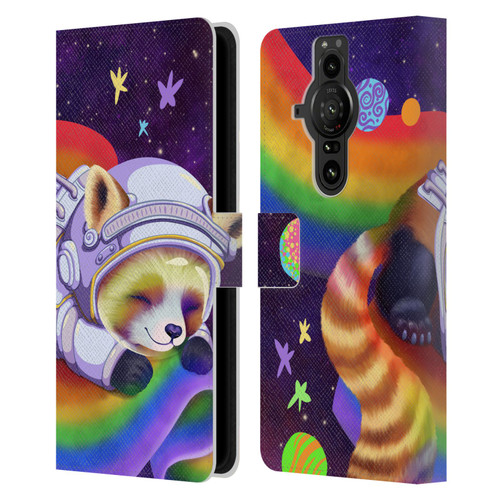 Carla Morrow Rainbow Animals Red Panda Sleeping Leather Book Wallet Case Cover For Sony Xperia Pro-I