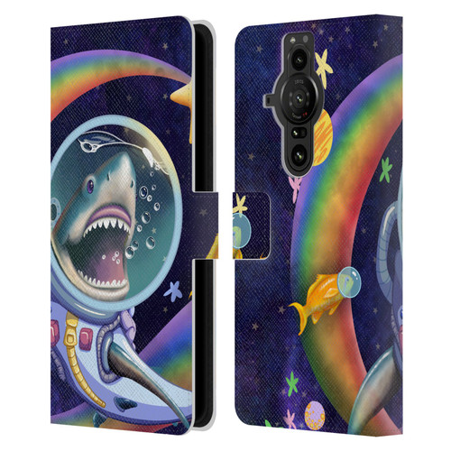 Carla Morrow Rainbow Animals Shark & Fish In Space Leather Book Wallet Case Cover For Sony Xperia Pro-I