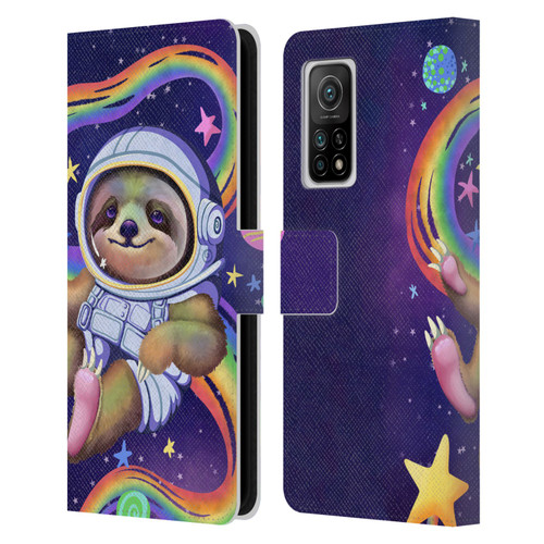 Carla Morrow Rainbow Animals Sloth Wearing A Space Suit Leather Book Wallet Case Cover For Xiaomi Mi 10T 5G