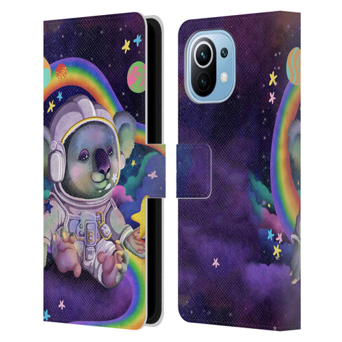 Carla Morrow Rainbow Animals Koala In Space Leather Book Wallet Case Cover For Xiaomi Mi 11