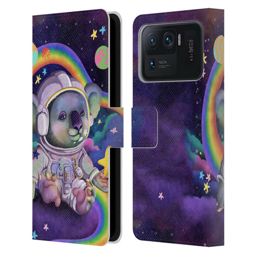 Carla Morrow Rainbow Animals Koala In Space Leather Book Wallet Case Cover For Xiaomi Mi 11 Ultra