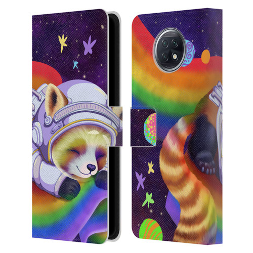 Carla Morrow Rainbow Animals Red Panda Sleeping Leather Book Wallet Case Cover For Xiaomi Redmi Note 9T 5G