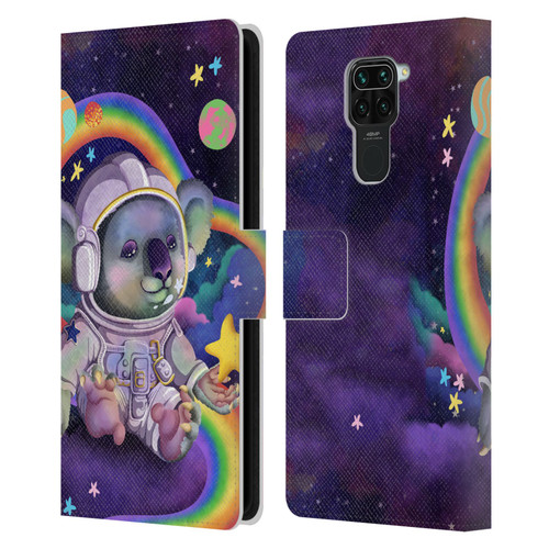 Carla Morrow Rainbow Animals Koala In Space Leather Book Wallet Case Cover For Xiaomi Redmi Note 9 / Redmi 10X 4G
