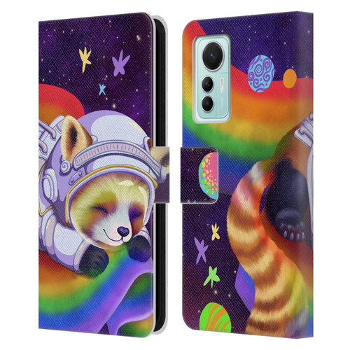 Carla Morrow Rainbow Animals Red Panda Sleeping Leather Book Wallet Case Cover For Xiaomi 12 Lite
