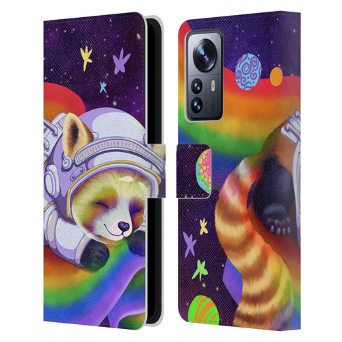 Carla Morrow Rainbow Animals Red Panda Sleeping Leather Book Wallet Case Cover For Xiaomi 12 Pro