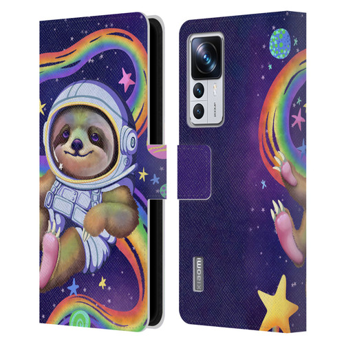 Carla Morrow Rainbow Animals Sloth Wearing A Space Suit Leather Book Wallet Case Cover For Xiaomi 12T Pro