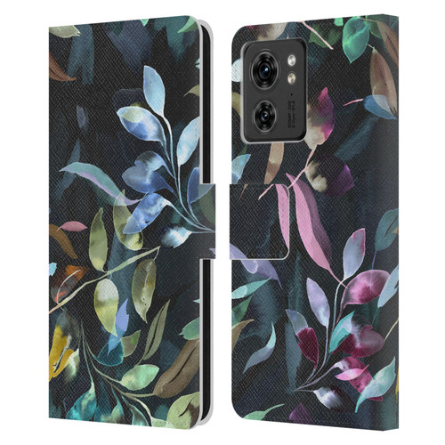 Ninola Botanical Patterns Watercolor Mystic Leaves Leather Book Wallet Case Cover For Motorola Moto Edge 40