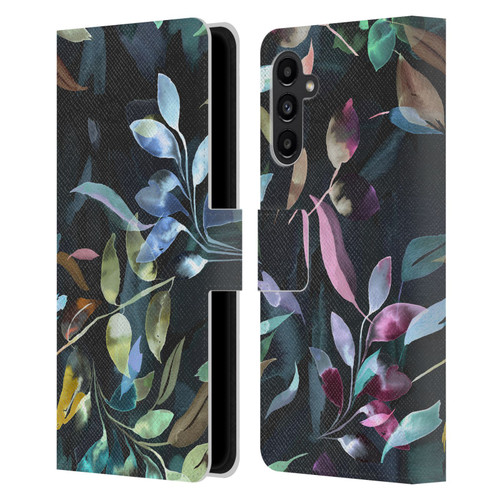 Ninola Botanical Patterns Watercolor Mystic Leaves Leather Book Wallet Case Cover For Samsung Galaxy A13 5G (2021)