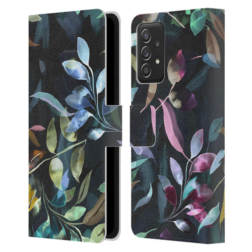 Ninola Botanical Patterns Watercolor Mystic Leaves Leather Book Wallet Case Cover For Samsung Galaxy A52 / A52s / 5G (2021)
