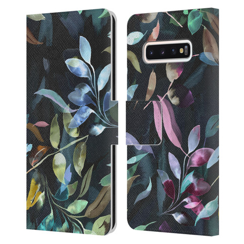 Ninola Botanical Patterns Watercolor Mystic Leaves Leather Book Wallet Case Cover For Samsung Galaxy S10