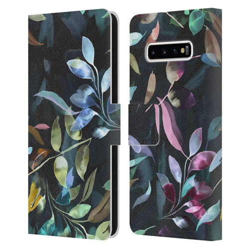 Ninola Botanical Patterns Watercolor Mystic Leaves Leather Book Wallet Case Cover For Samsung Galaxy S10+ / S10 Plus