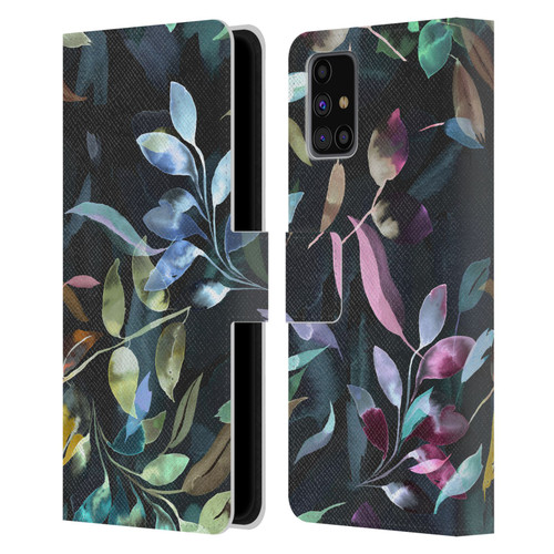 Ninola Botanical Patterns Watercolor Mystic Leaves Leather Book Wallet Case Cover For Samsung Galaxy M31s (2020)