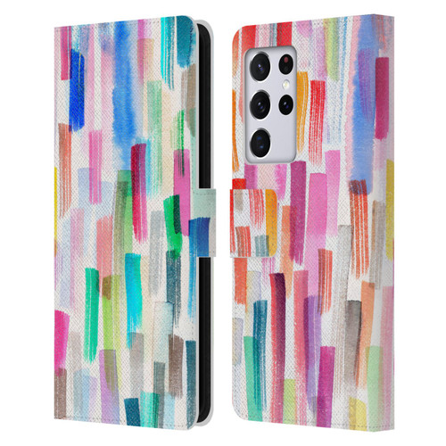 Ninola Colorful Brushstrokes Multi Leather Book Wallet Case Cover For Samsung Galaxy S21 Ultra 5G