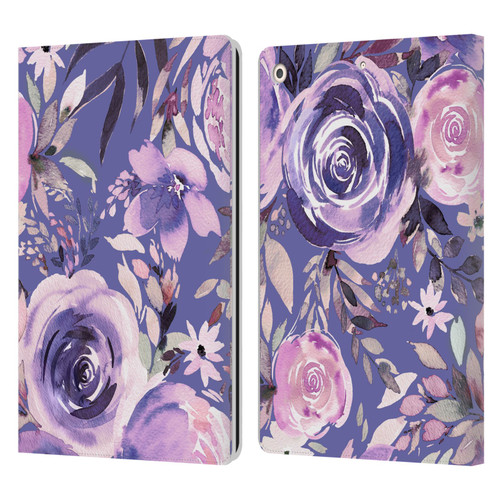Ninola Lilac Floral Pastel Peony Roses Leather Book Wallet Case Cover For Apple iPad 10.2 2019/2020/2021
