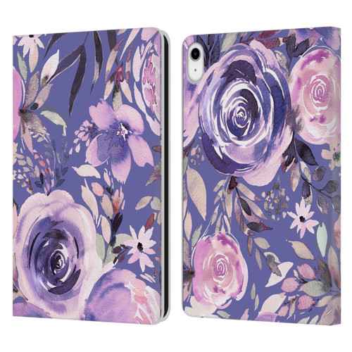 Ninola Lilac Floral Pastel Peony Roses Leather Book Wallet Case Cover For Apple iPad 10.9 (2022)