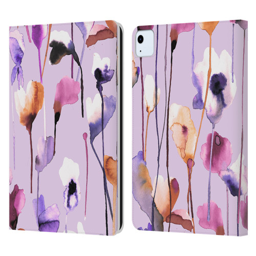 Ninola Lilac Floral Watery Flowers Purple Leather Book Wallet Case Cover For Apple iPad Air 11 2020/2022/2024