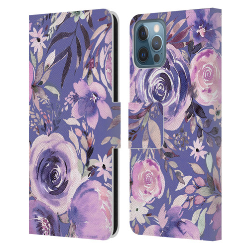Ninola Lilac Floral Pastel Peony Roses Leather Book Wallet Case Cover For Apple iPhone 12 / iPhone 12 Pro