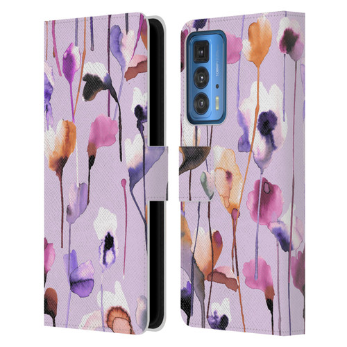 Ninola Lilac Floral Watery Flowers Purple Leather Book Wallet Case Cover For Motorola Edge 20 Pro