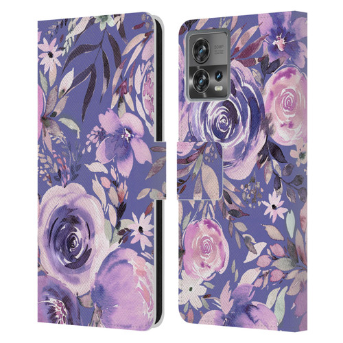 Ninola Lilac Floral Pastel Peony Roses Leather Book Wallet Case Cover For Motorola Moto Edge 30 Fusion