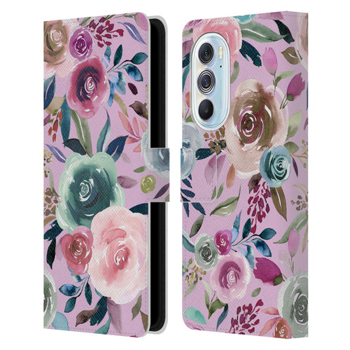Ninola Lilac Floral Sweet Roses Leather Book Wallet Case Cover For Motorola Edge X30