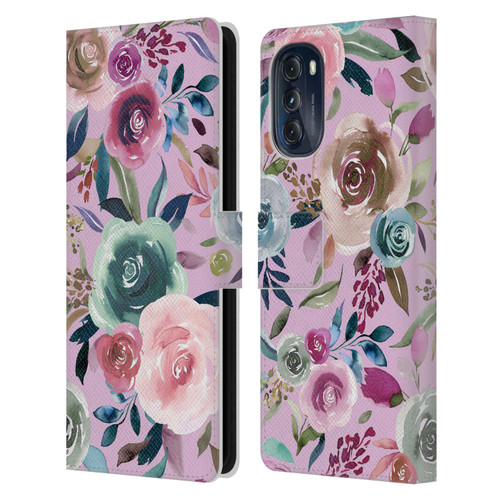 Ninola Lilac Floral Sweet Roses Leather Book Wallet Case Cover For Motorola Moto G (2022)