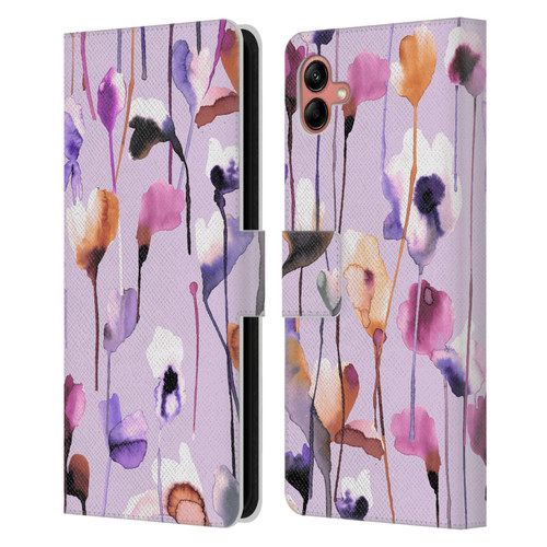 Ninola Lilac Floral Watery Flowers Purple Leather Book Wallet Case Cover For Samsung Galaxy A04 (2022)