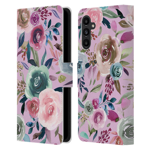 Ninola Lilac Floral Sweet Roses Leather Book Wallet Case Cover For Samsung Galaxy A13 5G (2021)