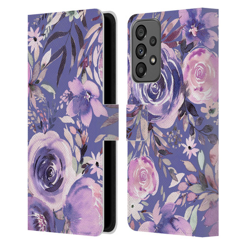 Ninola Lilac Floral Pastel Peony Roses Leather Book Wallet Case Cover For Samsung Galaxy A73 5G (2022)