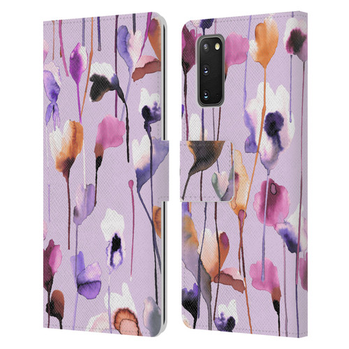 Ninola Lilac Floral Watery Flowers Purple Leather Book Wallet Case Cover For Samsung Galaxy S20 / S20 5G