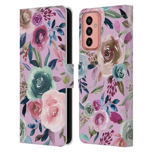 Ninola Lilac Floral Sweet Roses Leather Book Wallet Case Cover For Samsung Galaxy M13 (2022)