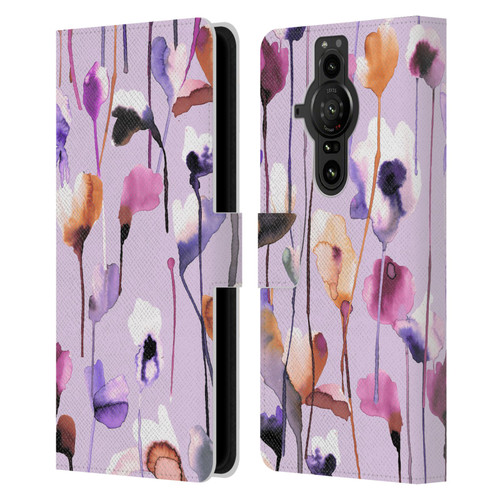 Ninola Lilac Floral Watery Flowers Purple Leather Book Wallet Case Cover For Sony Xperia Pro-I