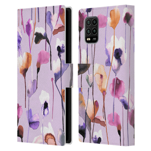 Ninola Lilac Floral Watery Flowers Purple Leather Book Wallet Case Cover For Xiaomi Mi 10 Lite 5G