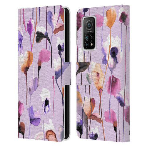 Ninola Lilac Floral Watery Flowers Purple Leather Book Wallet Case Cover For Xiaomi Mi 10T 5G