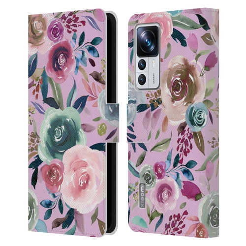 Ninola Lilac Floral Sweet Roses Leather Book Wallet Case Cover For Xiaomi 12T Pro