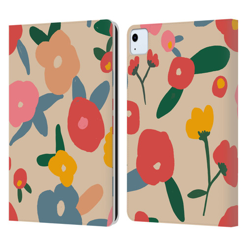Ninola Nature Bold Scandi Flowers Leather Book Wallet Case Cover For Apple iPad Air 11 2020/2022/2024