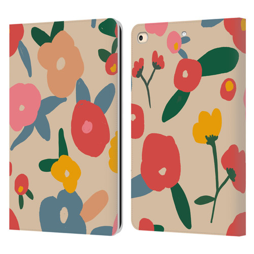 Ninola Nature Bold Scandi Flowers Leather Book Wallet Case Cover For Apple iPad 9.7 2017 / iPad 9.7 2018