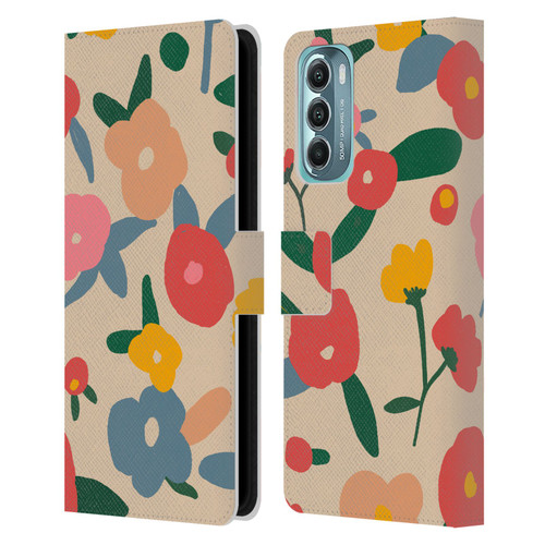 Ninola Nature Bold Scandi Flowers Leather Book Wallet Case Cover For Motorola Moto G Stylus 5G (2022)