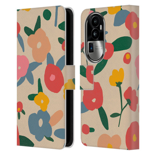 Ninola Nature Bold Scandi Flowers Leather Book Wallet Case Cover For OPPO Reno10 Pro+