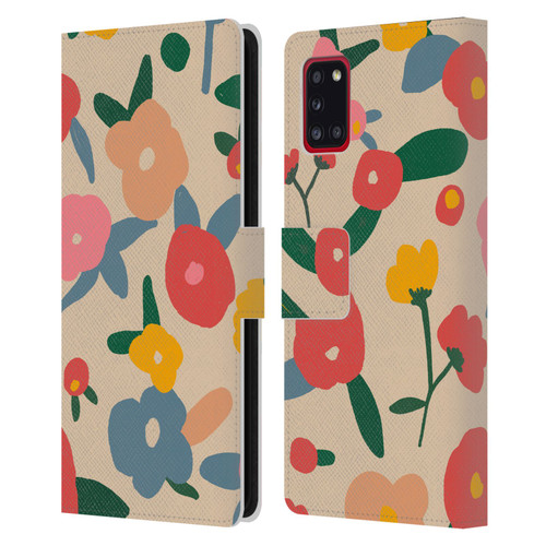 Ninola Nature Bold Scandi Flowers Leather Book Wallet Case Cover For Samsung Galaxy A31 (2020)