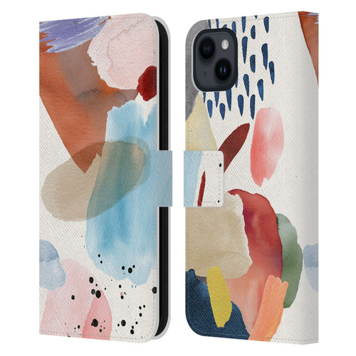 Ninola Pattern Abstract Pastel Leather Book Wallet Case Cover For Apple iPhone 15 Plus