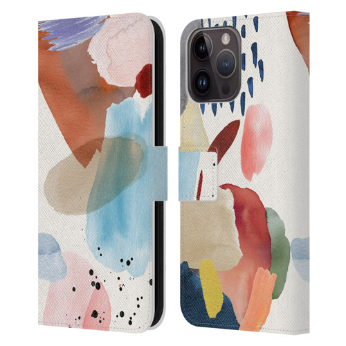 Ninola Pattern Abstract Pastel Leather Book Wallet Case Cover For Apple iPhone 15 Pro Max