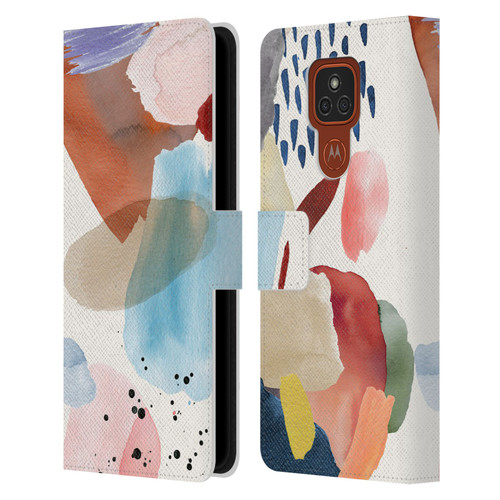 Ninola Pattern Abstract Pastel Leather Book Wallet Case Cover For Motorola Moto E7 Plus