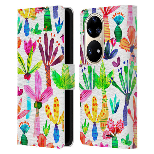 Ninola Summer Patterns Palms Garden Leather Book Wallet Case Cover For Huawei P50 Pro