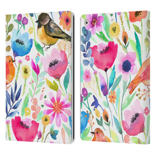 Ninola Summer Patterns Whimsical Birds Leather Book Wallet Case Cover For Apple iPad 10.2 2019/2020/2021