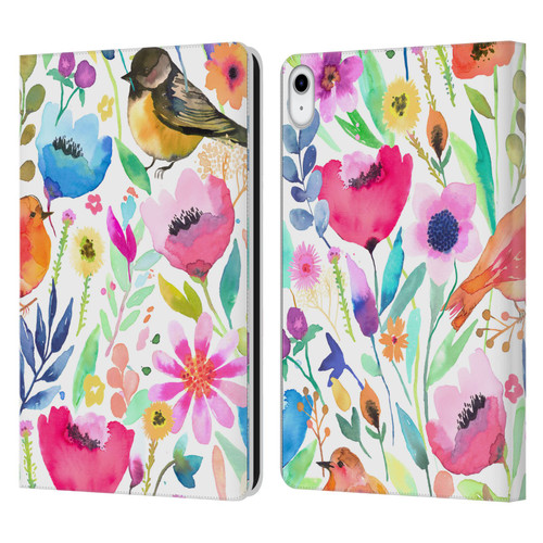 Ninola Summer Patterns Whimsical Birds Leather Book Wallet Case Cover For Apple iPad 10.9 (2022)
