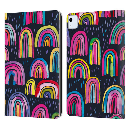Ninola Summer Patterns Rainbows Navy Leather Book Wallet Case Cover For Apple iPad Air 11 2020/2022/2024