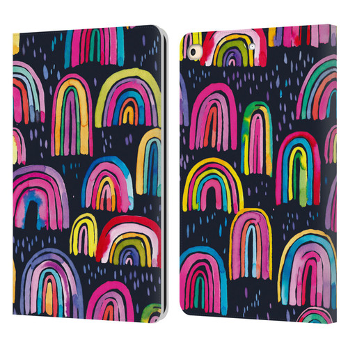 Ninola Summer Patterns Rainbows Navy Leather Book Wallet Case Cover For Apple iPad 9.7 2017 / iPad 9.7 2018