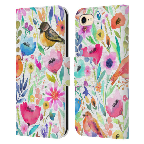 Ninola Summer Patterns Whimsical Birds Leather Book Wallet Case Cover For Apple iPhone 7 / 8 / SE 2020 & 2022